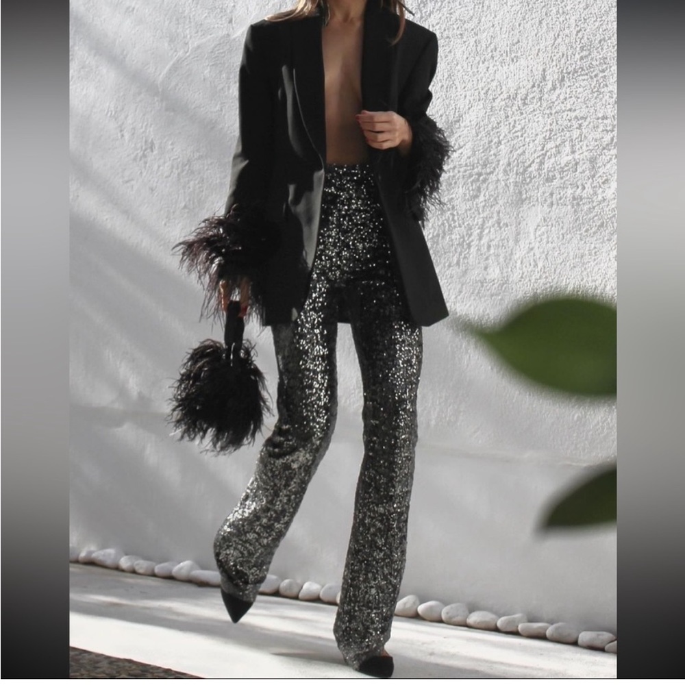 ZARA FLARED SEQUIN LEGGINGS